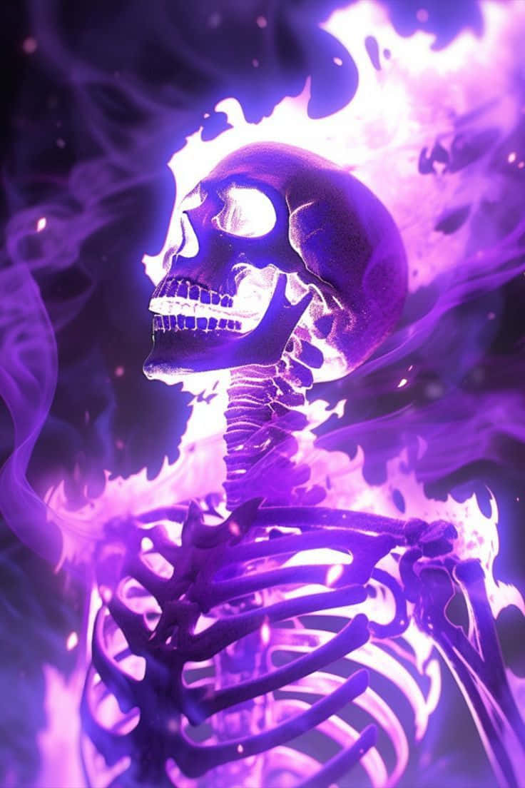 Vibrant Purple Skeleton Art Wallpaper