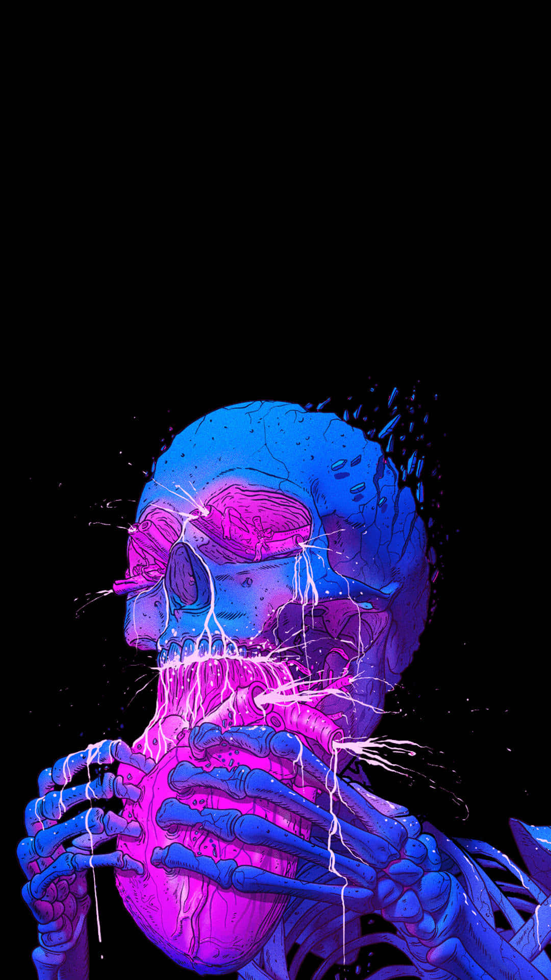 Vibrant Purple Skeleton Art Wallpaper