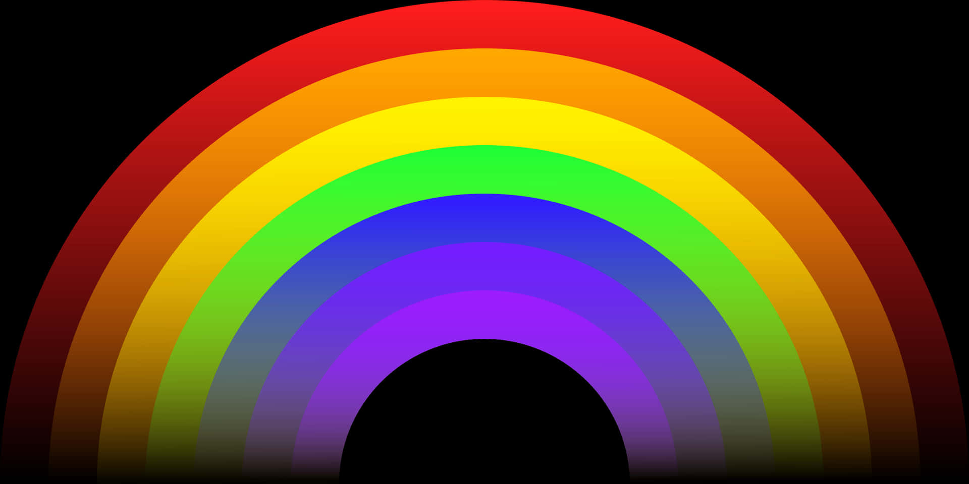 Vibrant Rainbow Arc Black Background PNG