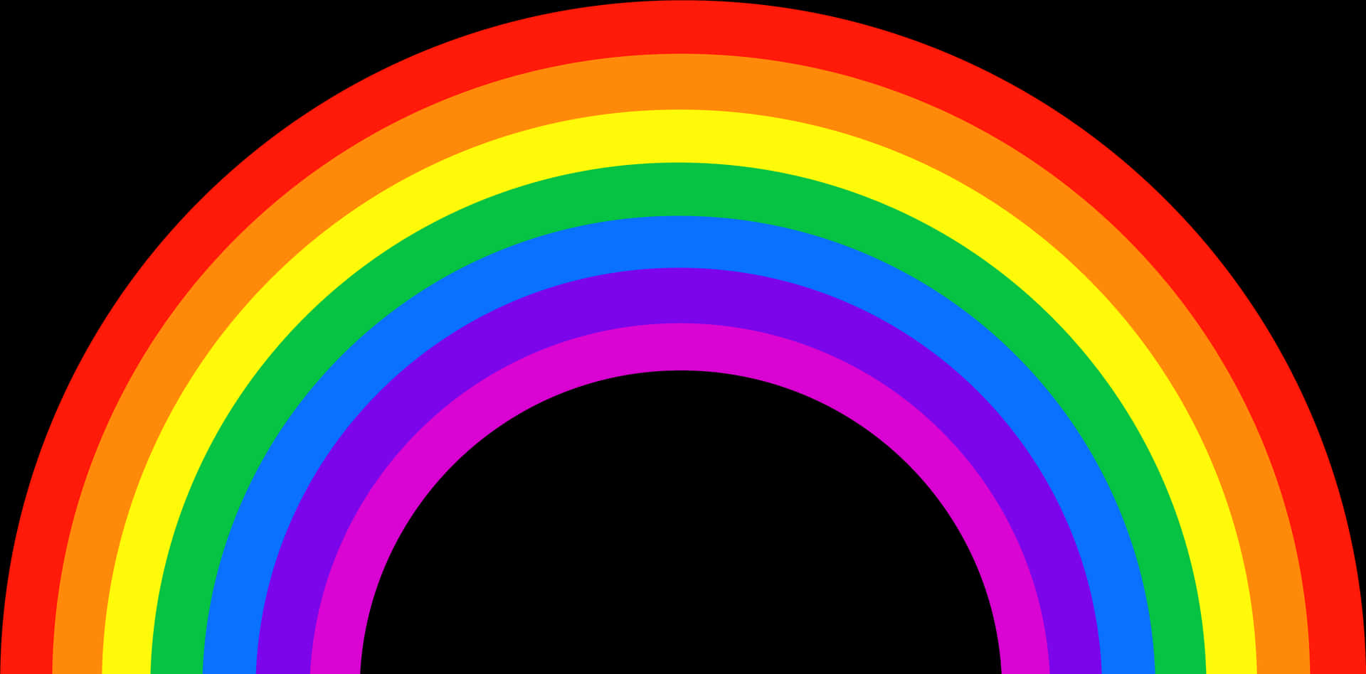 Vibrant Rainbow Arc Black Background PNG