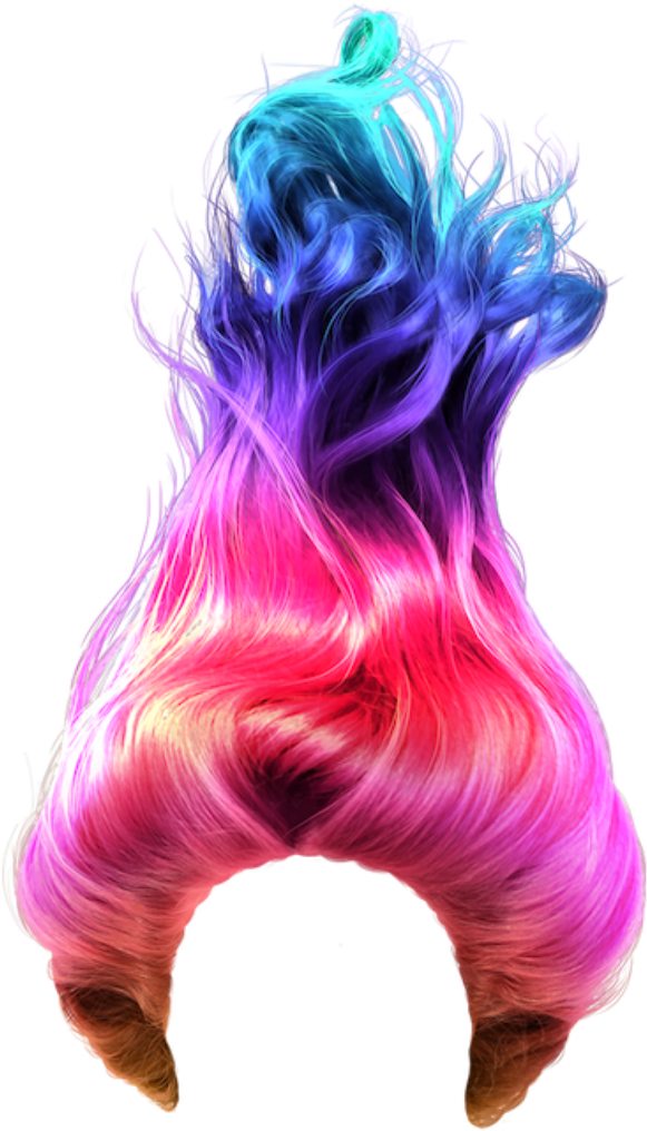 Vibrant Rainbow Hair Art PNG