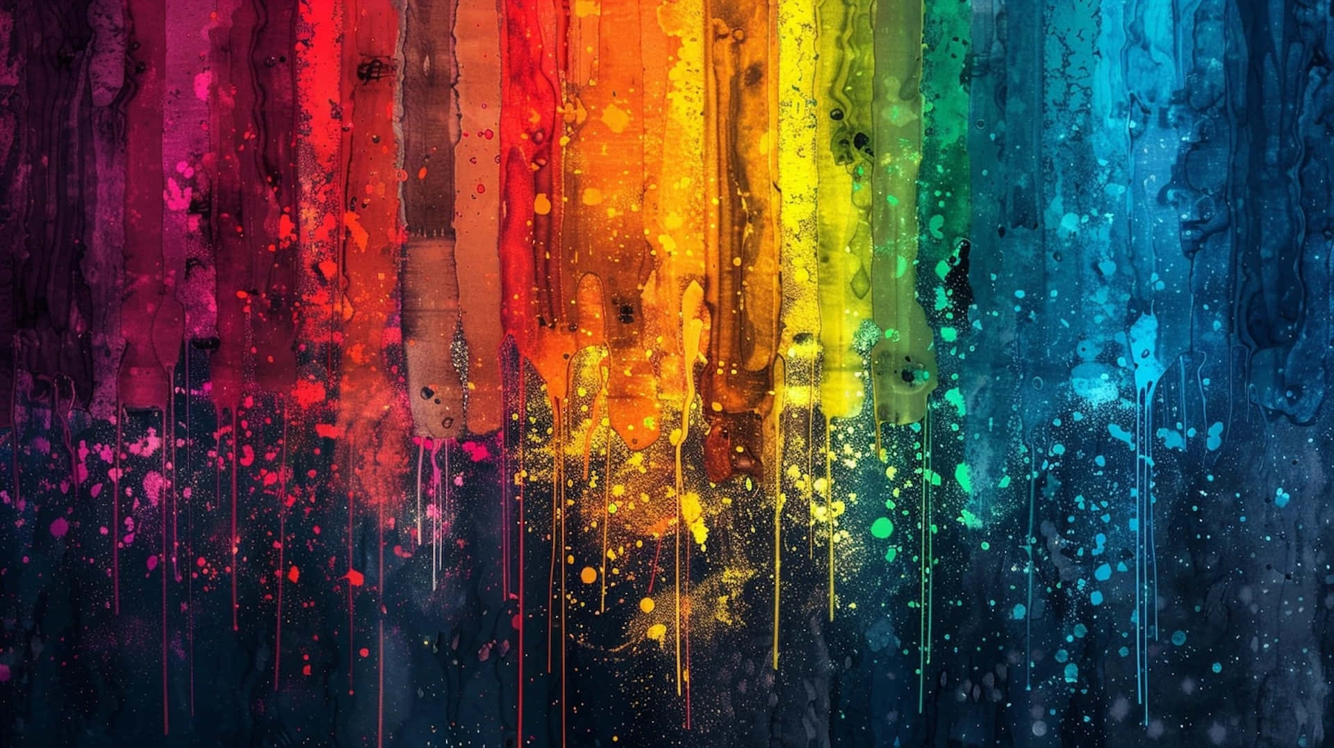 Vibrant Rainbow Paint Drips Wallpaper