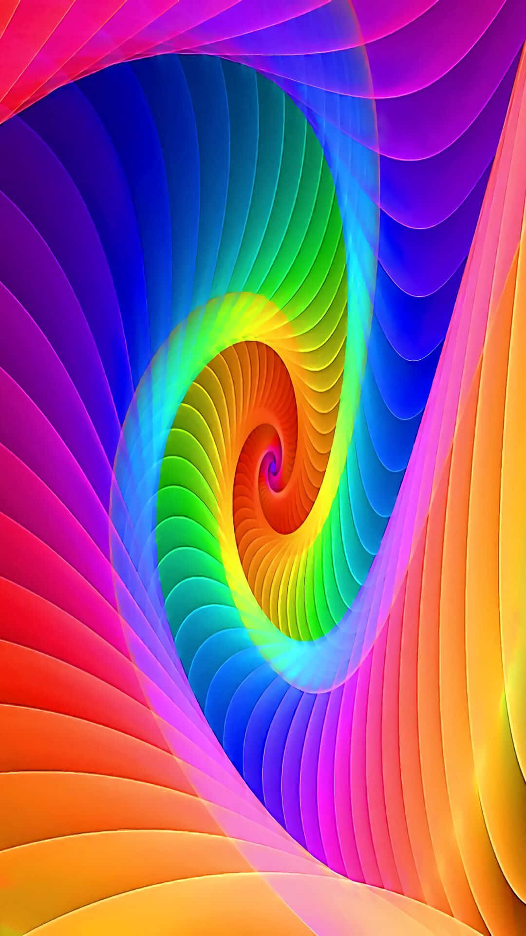 Vibrant Rainbow Spiral Art Wallpaper