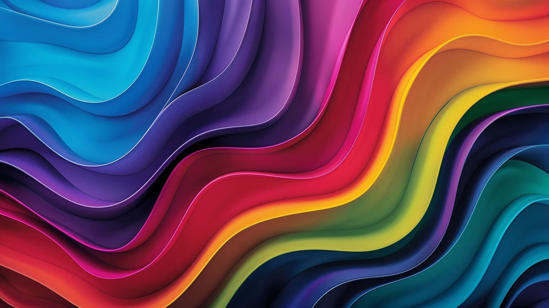 Vibrant_ Rainbow_ Waves_ Abstract Wallpaper