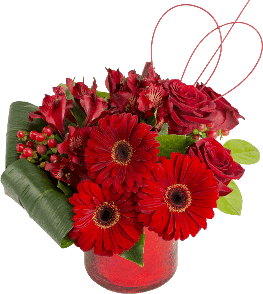 Vibrant Red Floral Arrangement PNG
