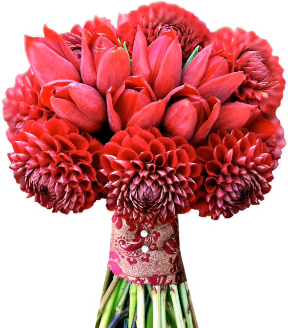 Vibrant Red Floral Bouquet PNG