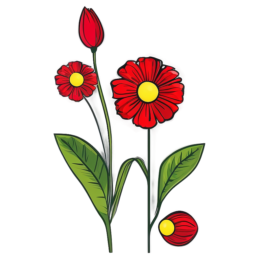 Vibrant Red Flowers Illustration Png Ctl PNG