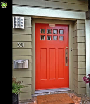 Vibrant Red Front Door Home Entrance PNG