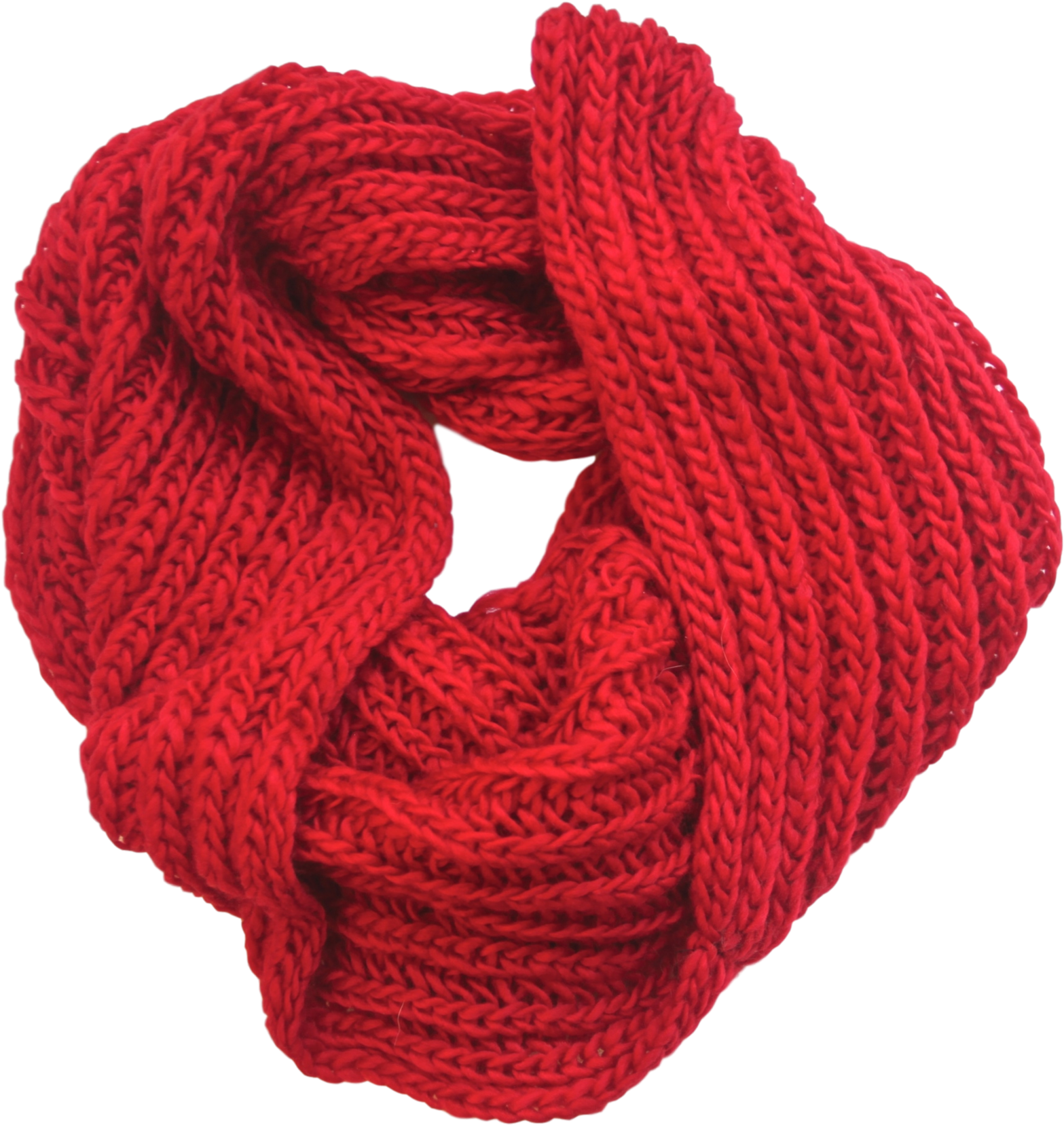 Vibrant Red Knitted Scarf PNG