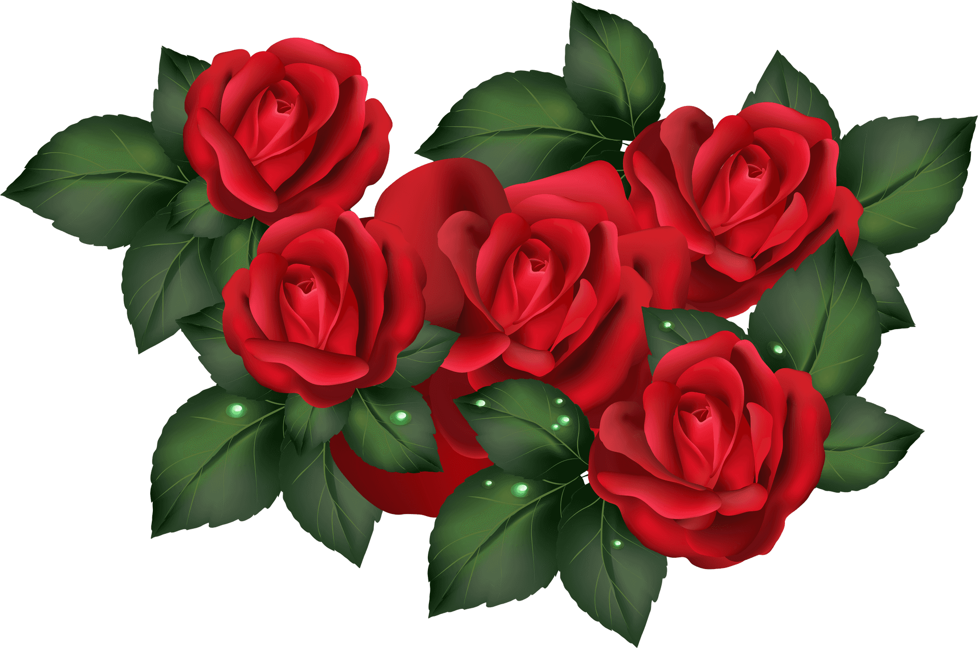 Vibrant Red Roses Cluster.png PNG