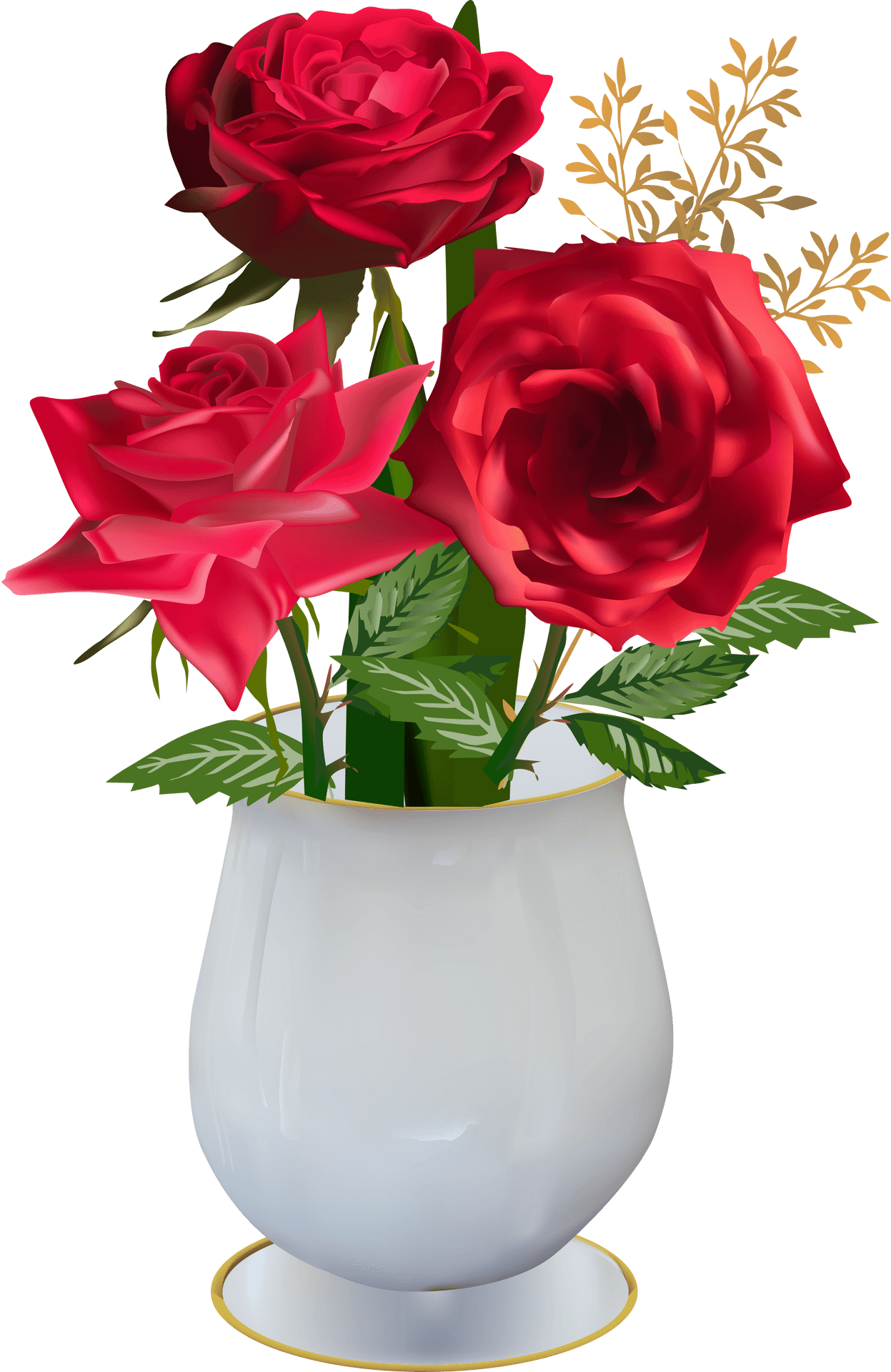 Vibrant Red Rosesin Vase PNG