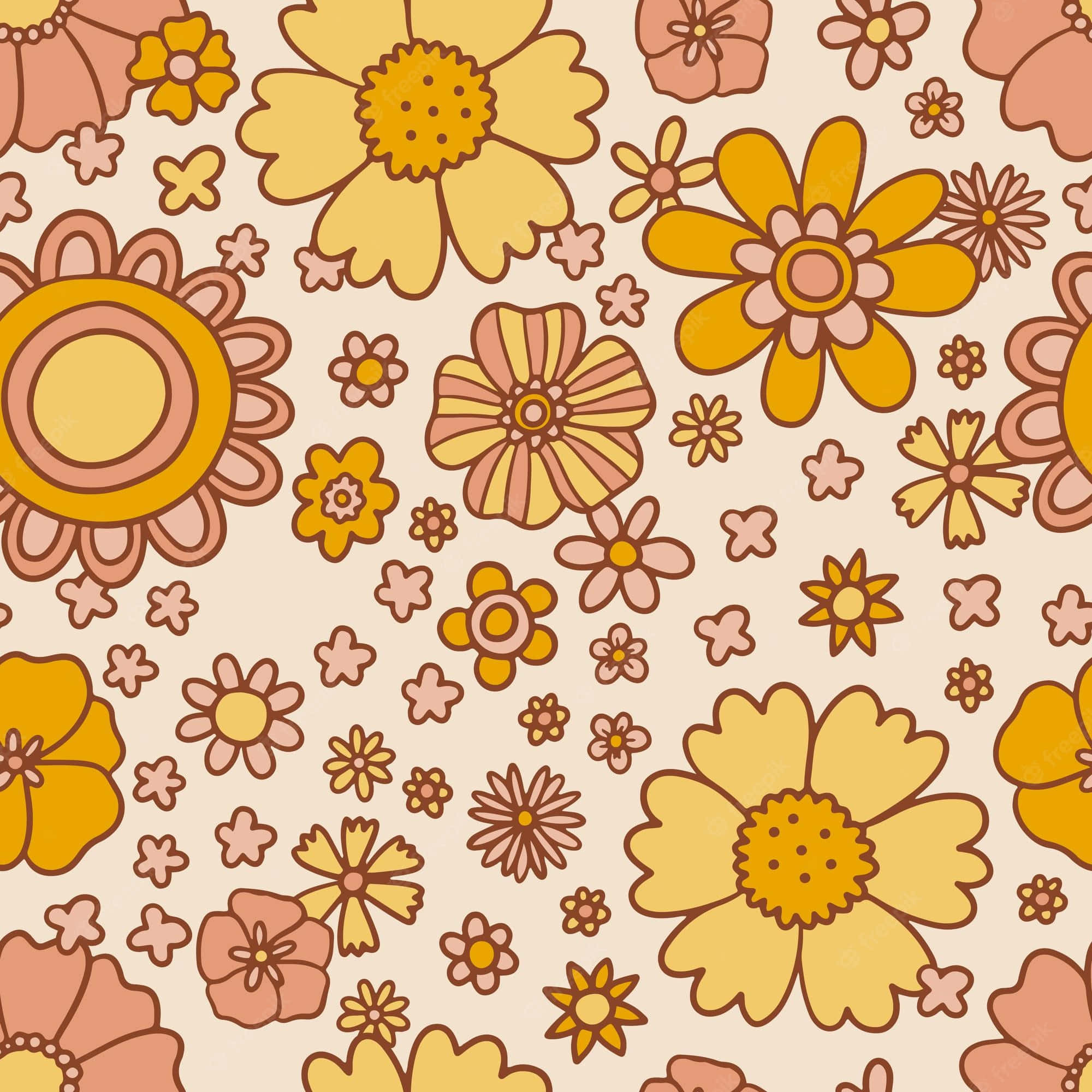 Vibrant Retro Floral Wallpaper Wallpaper