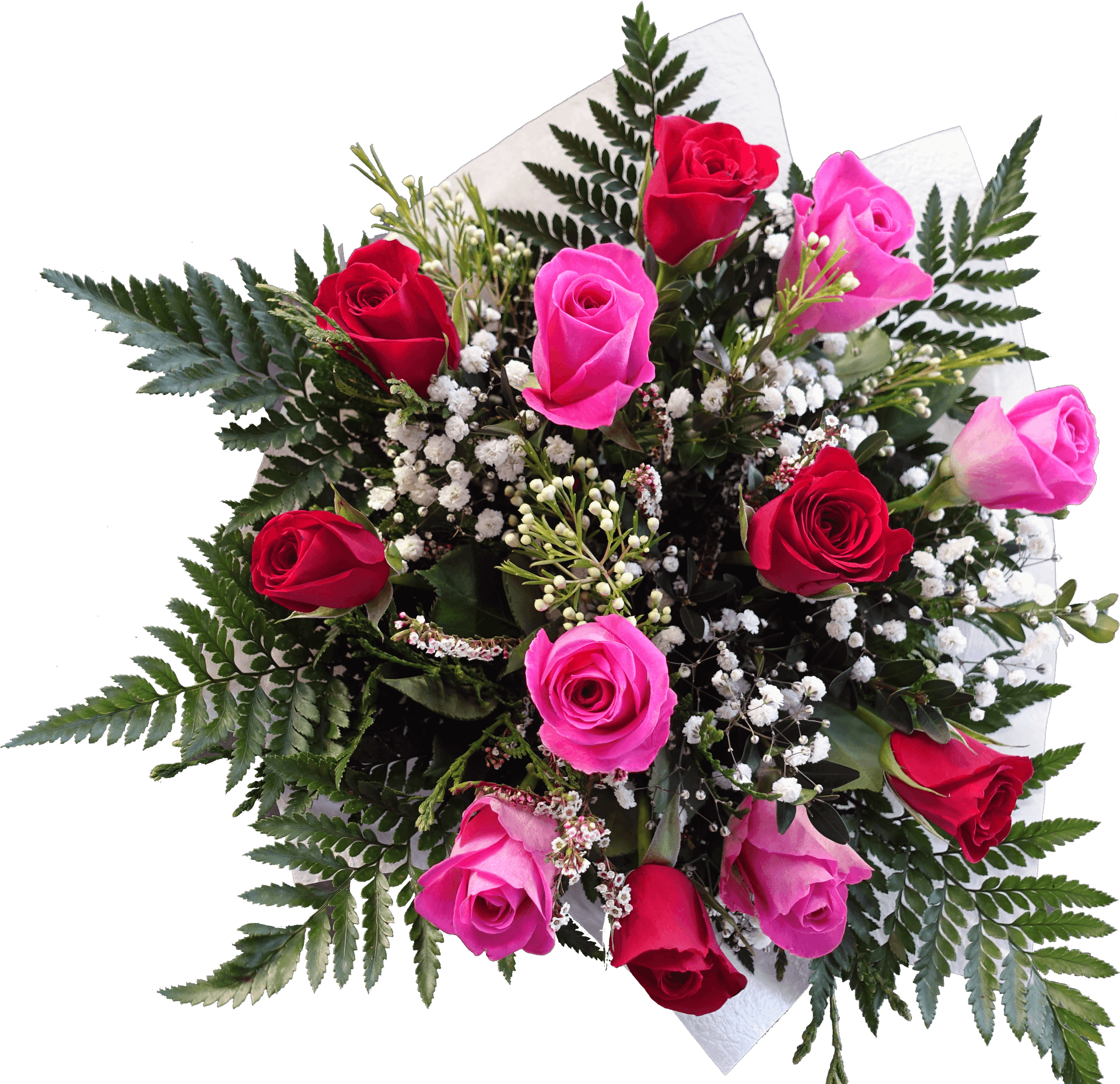 Vibrant Rose Bouquet Top View.png PNG