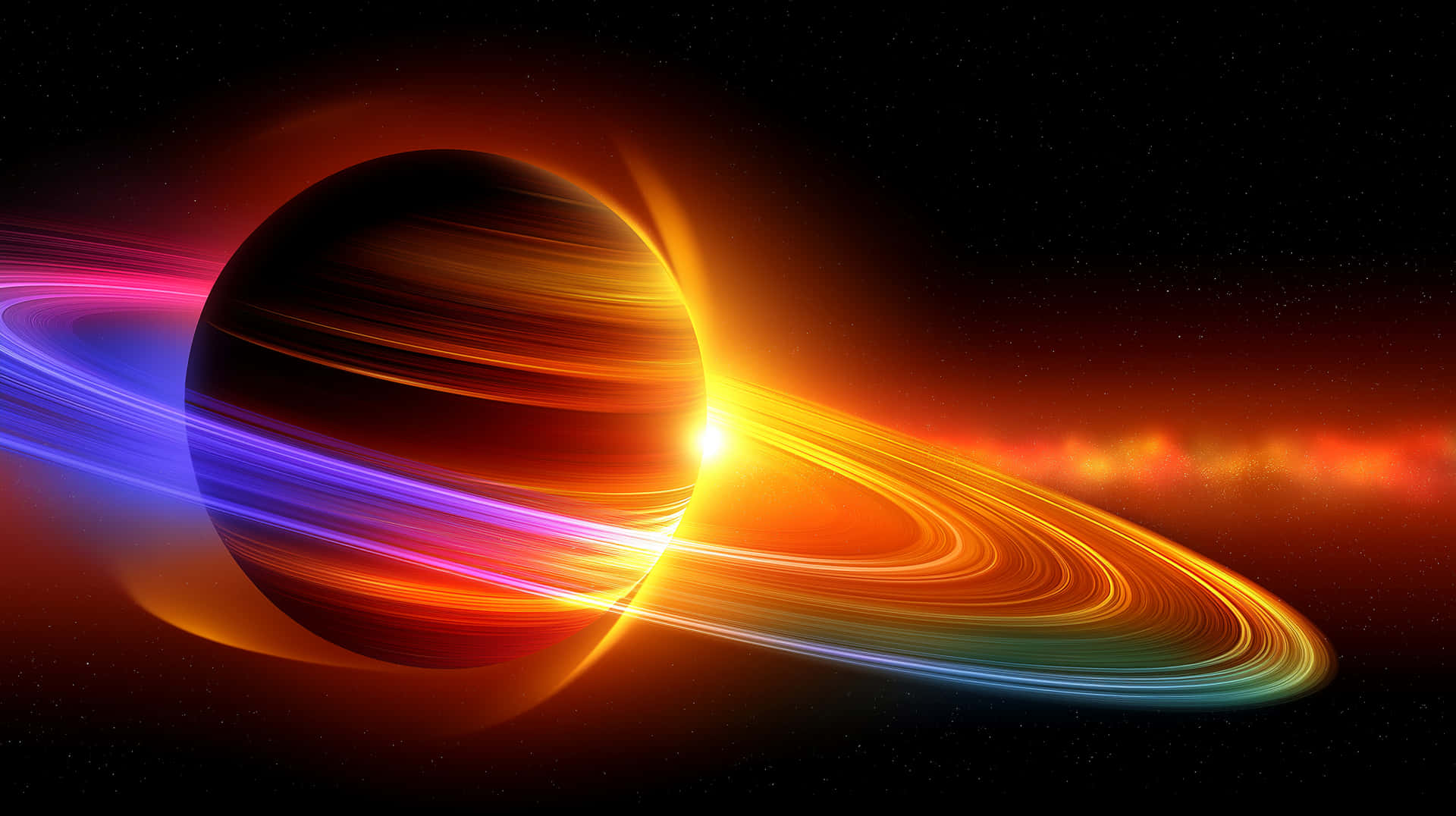 Vibrant Saturn With Aurora Rings Wallpaper