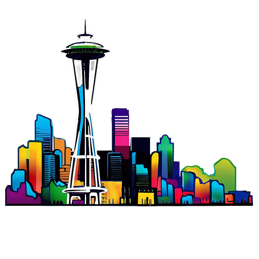 Vibrant Seattle Skyline Art Png 27 PNG
