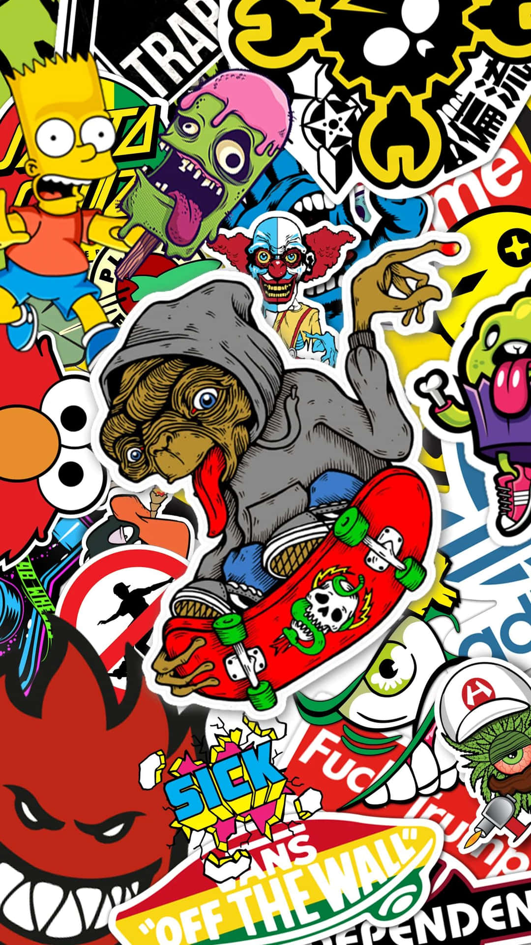 Vibrant_ Skateboard_ Stickers_ Collage Wallpaper