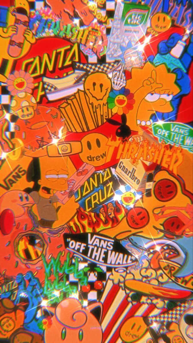 Vibrant Skateboard Stickers Collage Wallpaper