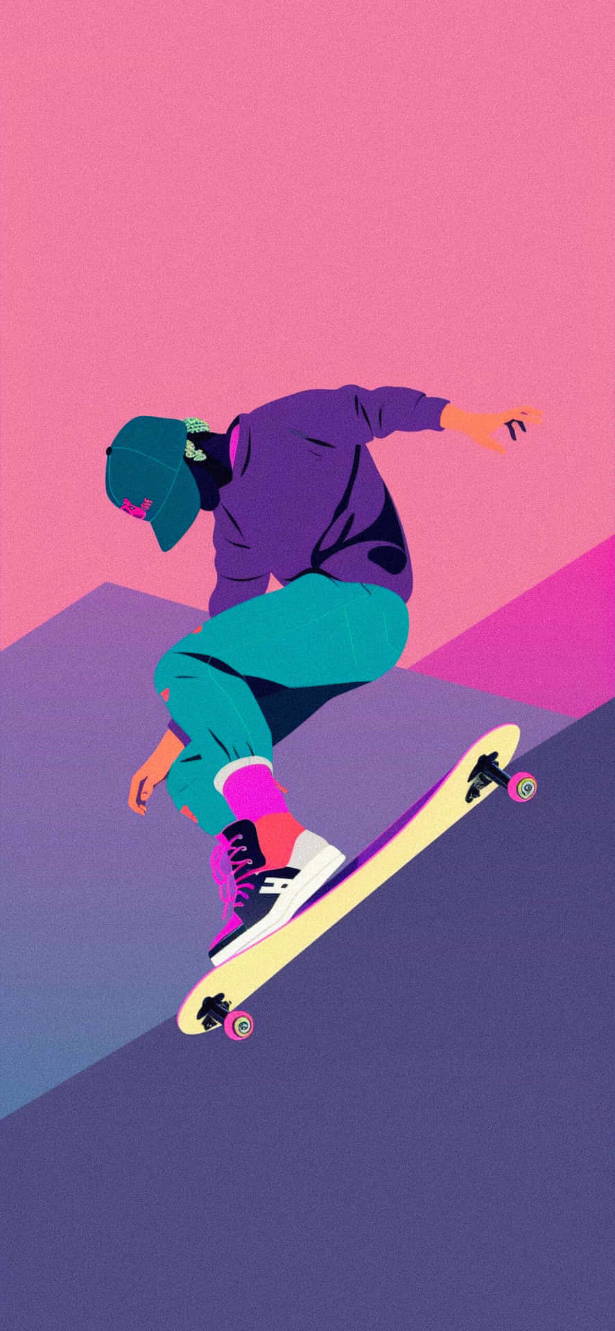 Vibrant Skateboarder Illustration Wallpaper