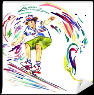 Vibrant Skateboarder Paint Splash PNG
