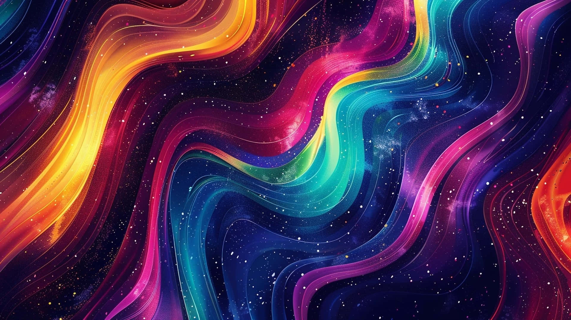 Vibrant Space Rainbow Waves Wallpaper