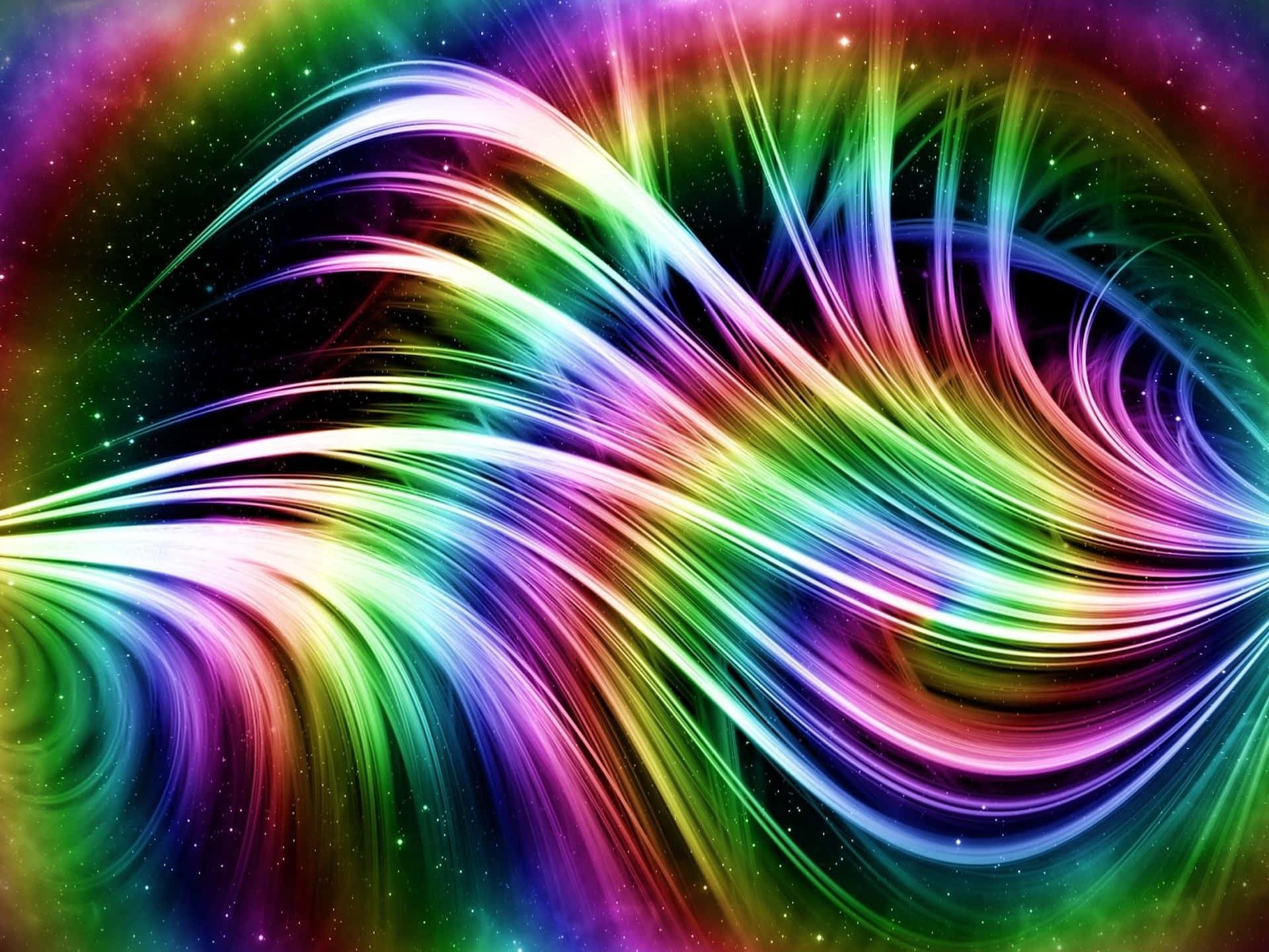 Vibrant Space Rainbow Waves Wallpaper