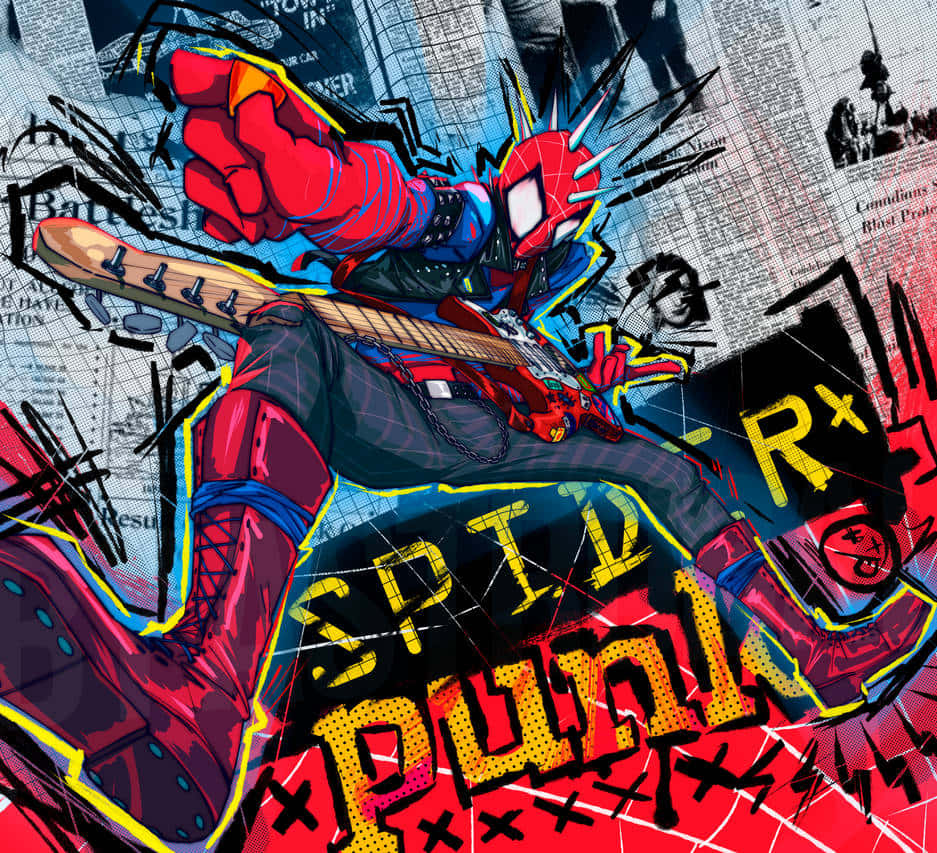 Vibrant Spider Punk Illustration Wallpaper