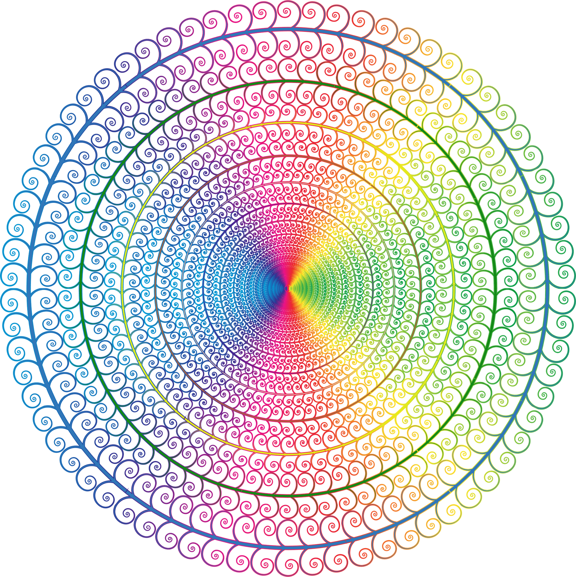Vibrant Spiral Fractal Background PNG