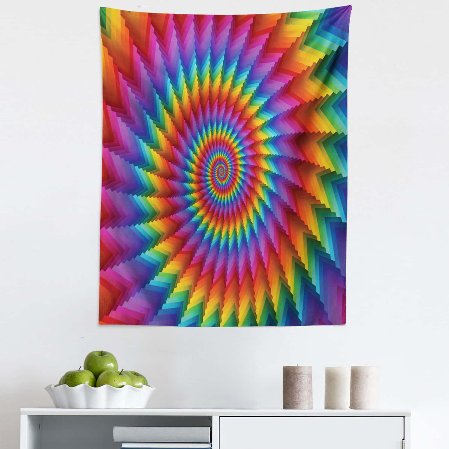 Vibrant Spiral Rainbow Illusion Wall Art Wallpaper