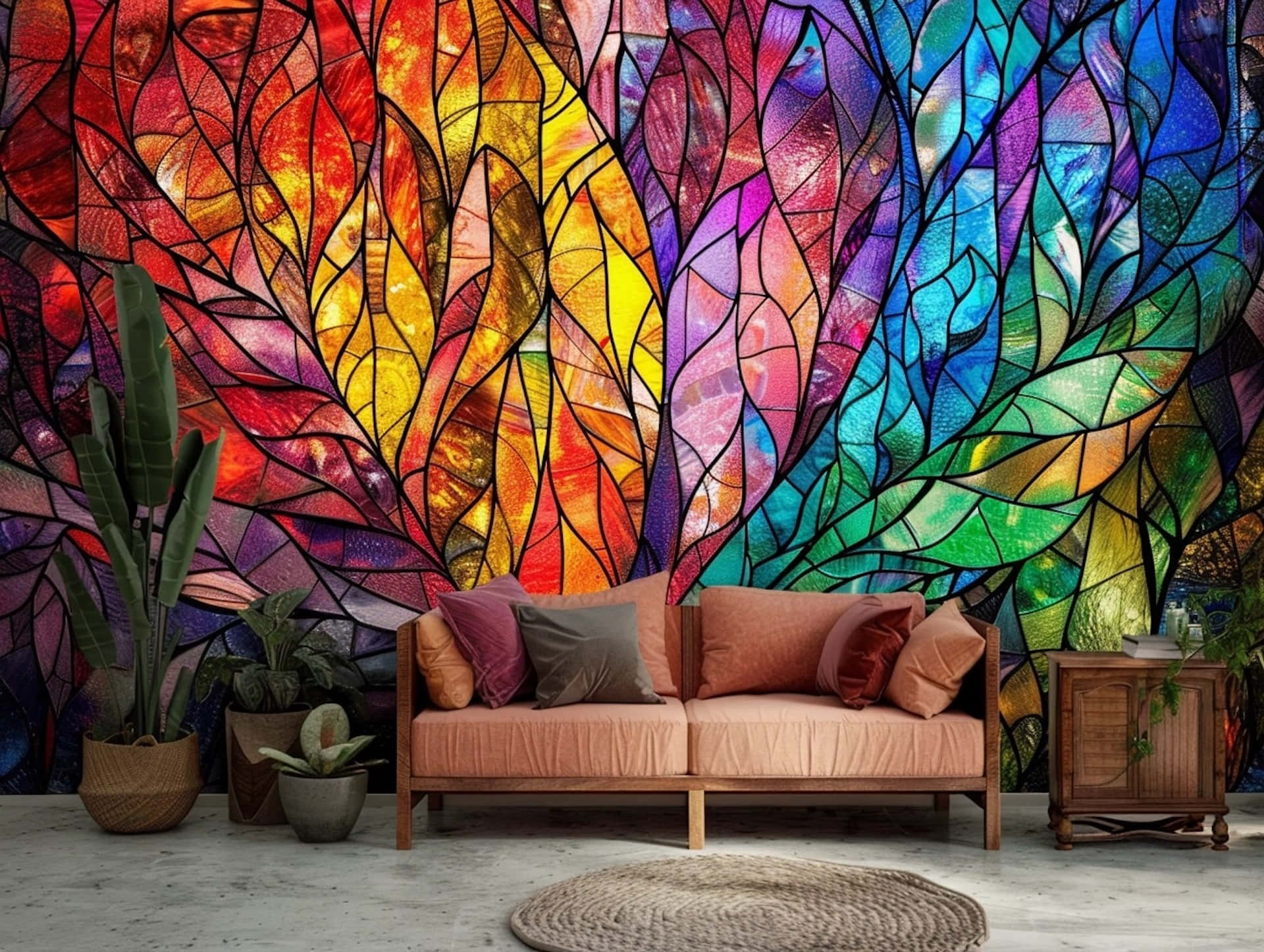 Vibrant Stained Glass Wall Art Wallpaper