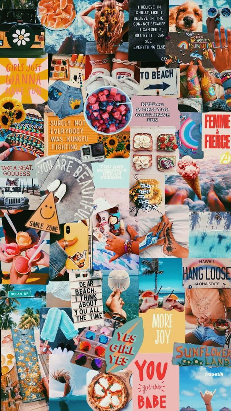 Vibrant Summer Collage Aesthetic Wallpaper