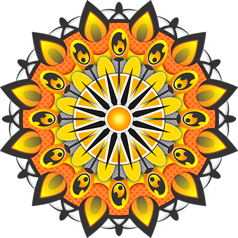 Vibrant Sun Mandala Art PNG