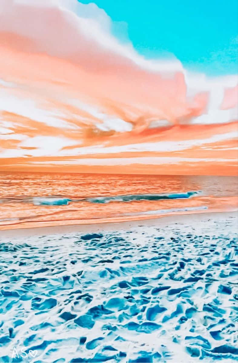 Vibrant Sunset Beach Art Wallpaper