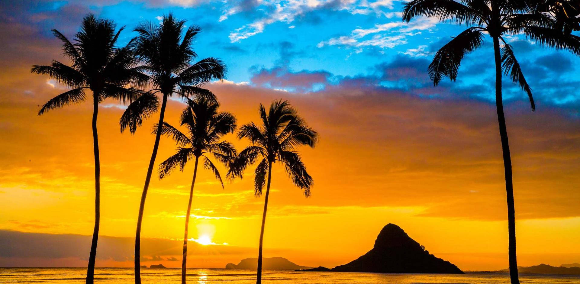 Lebendigersonnenuntergang Auf Oahu Wallpaper