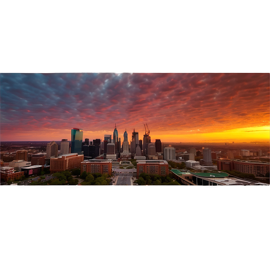 Vibrant Sunset Over Philadelphia Skyline Png 06252024 PNG