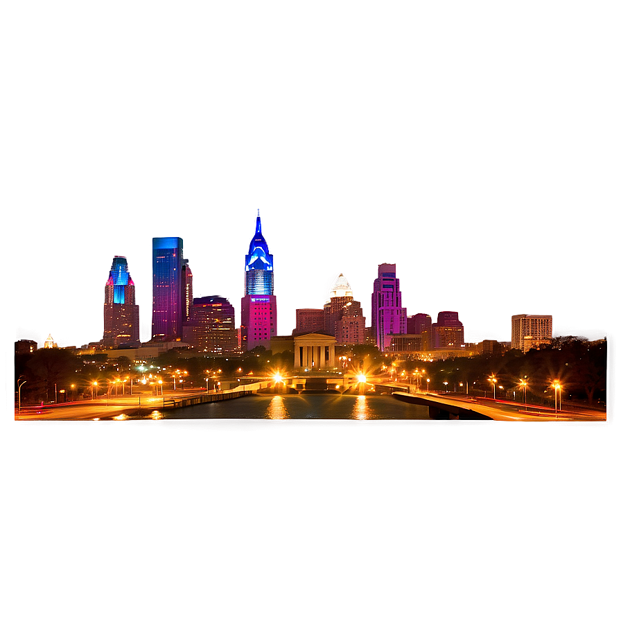 Vibrant Sunset Over Philadelphia Skyline Png 06252024 PNG