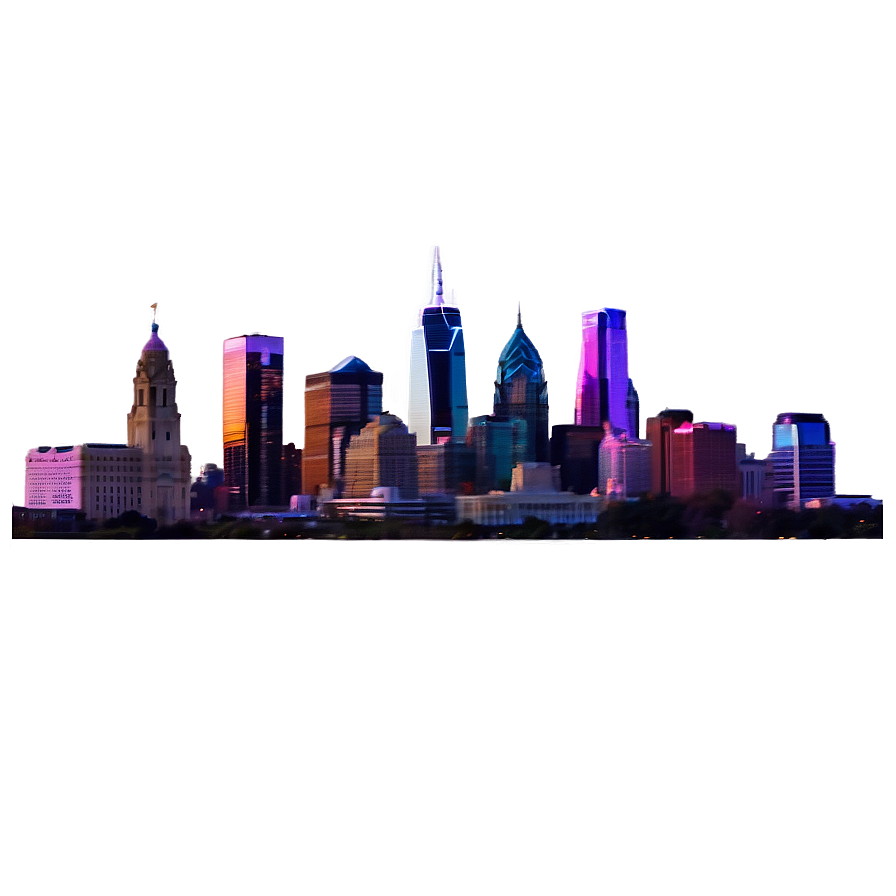 Vibrant Sunset Over Philadelphia Skyline Png Mso PNG