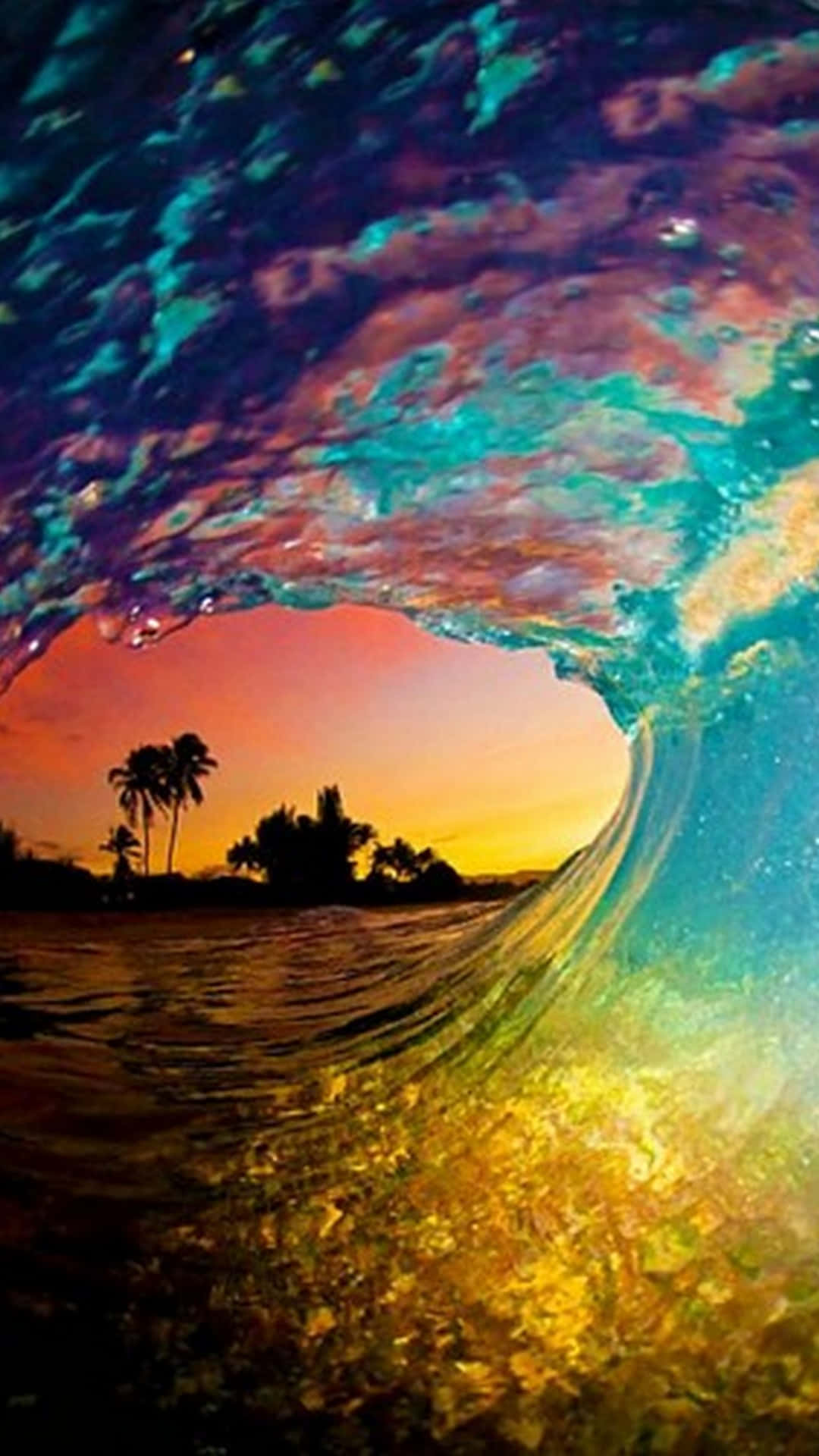 Vibrant_ Sunset_ Wave_ Curl Wallpaper