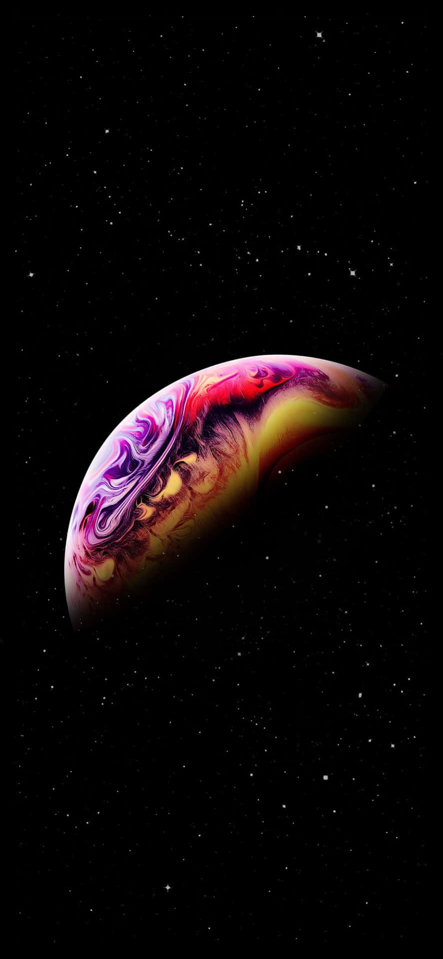 An Iphone Xs Max In Space With A Colorful Background Wallpaper