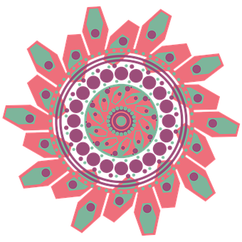 Vibrant Tealand Coral Mandala Art PNG