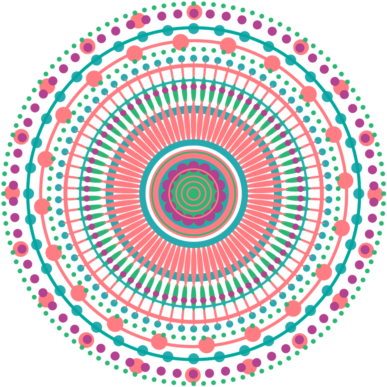 Vibrant Tealand Pink Mandala PNG