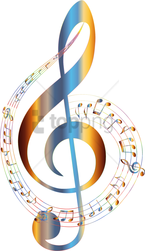 Vibrant Treble Clef Music Notes PNG