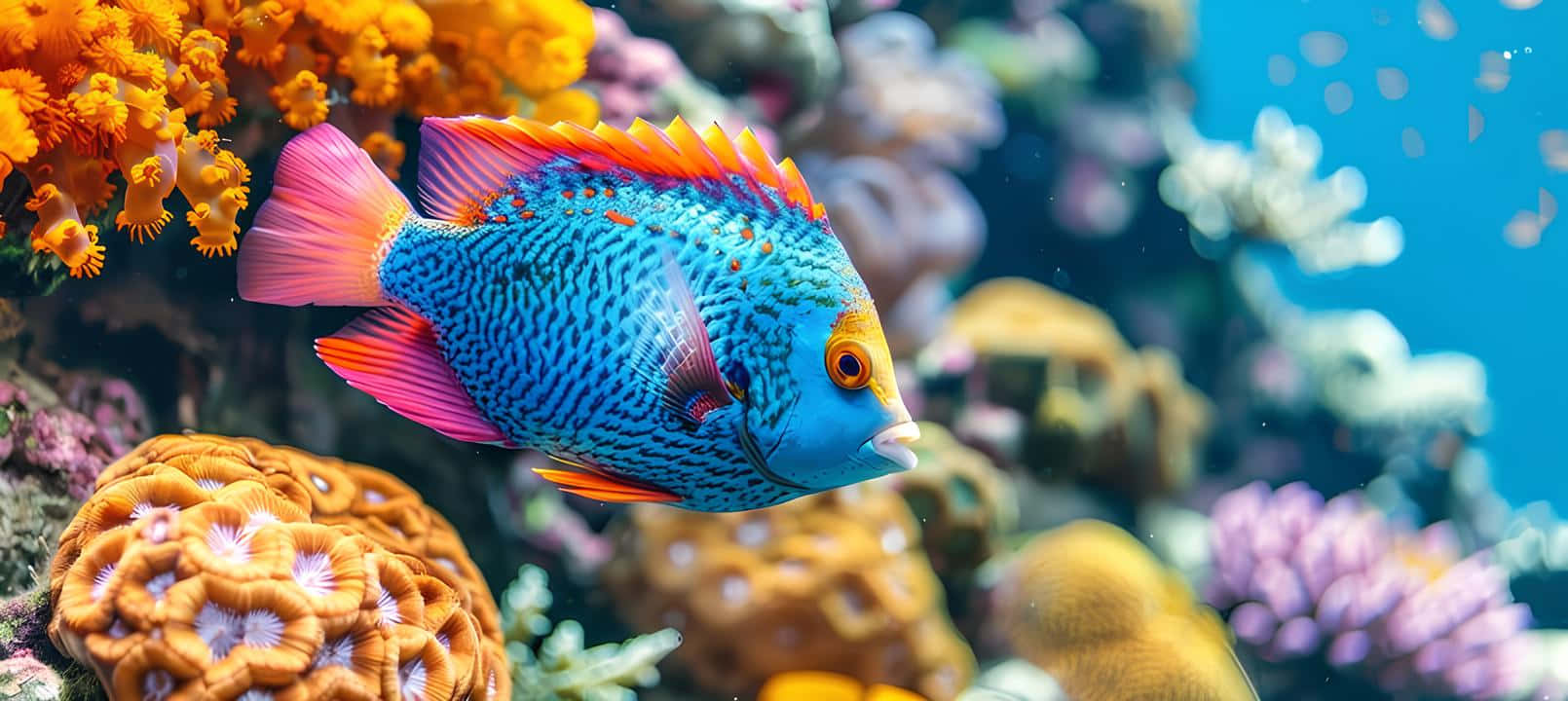 Vibrant Tropical Fish Swimming Coral Reef Wallpaper
