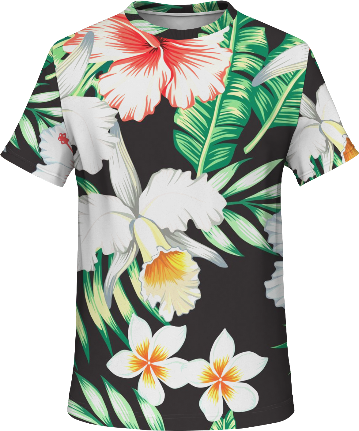 Vibrant Tropical Floral Shirt PNG