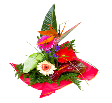 Vibrant_ Tropical_ Flower_ Bouquet PNG