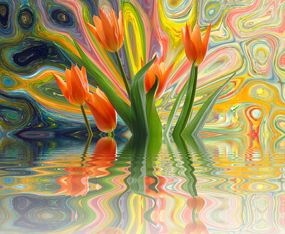 Vibrant_ Tulips_ Abstract_ Reflection PNG