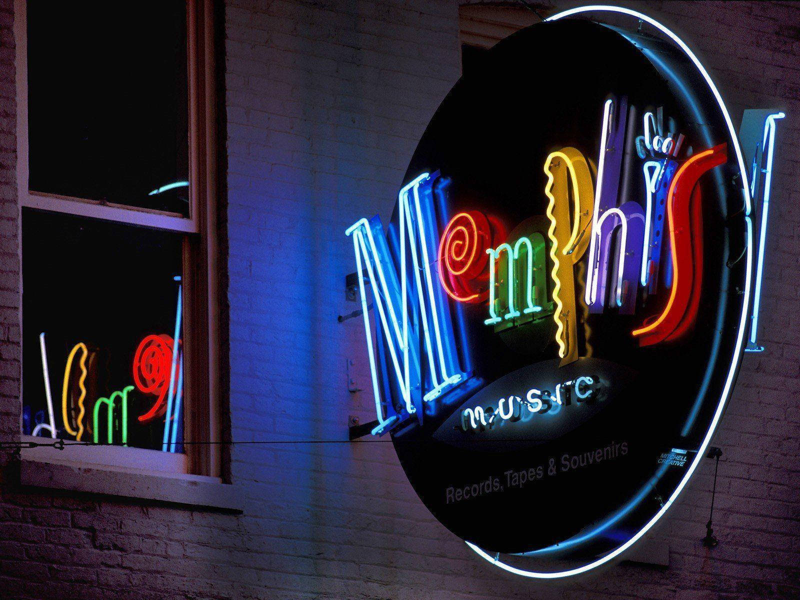Vibrant Twilight Over Downtown Memphis Wallpaper