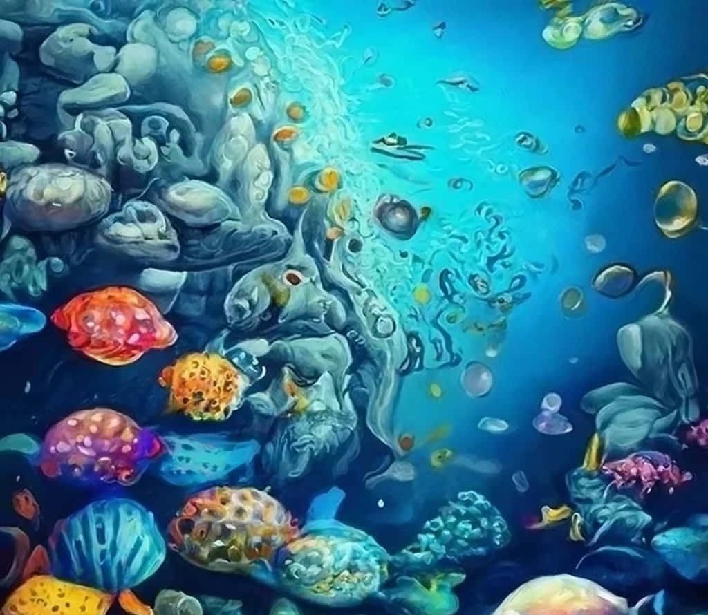 Vibrant Underwater Ecosystem Artwork Wallpaper