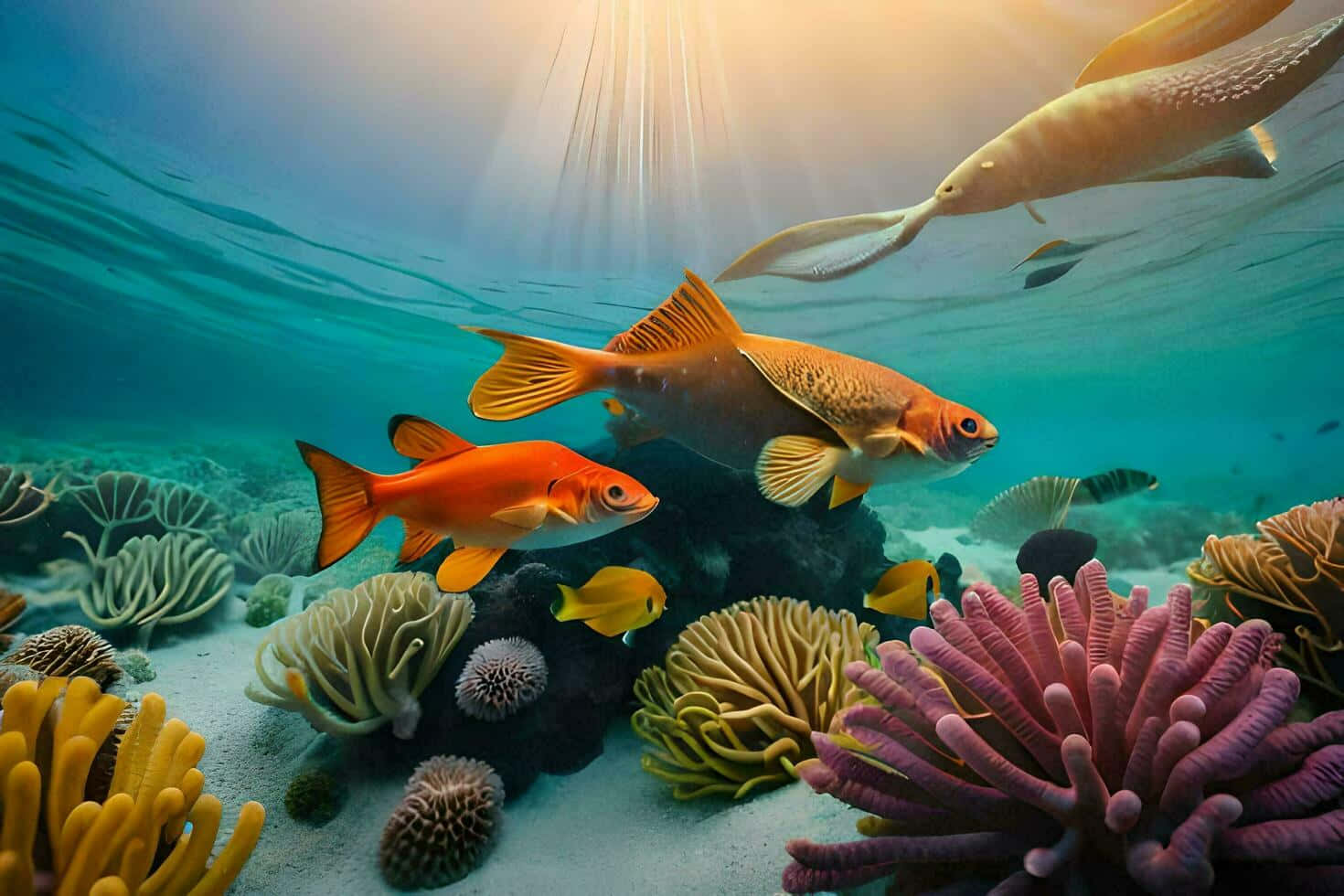 Vibrant_ Underwater_ Scene_with_ Fish_and_ Coral Wallpaper