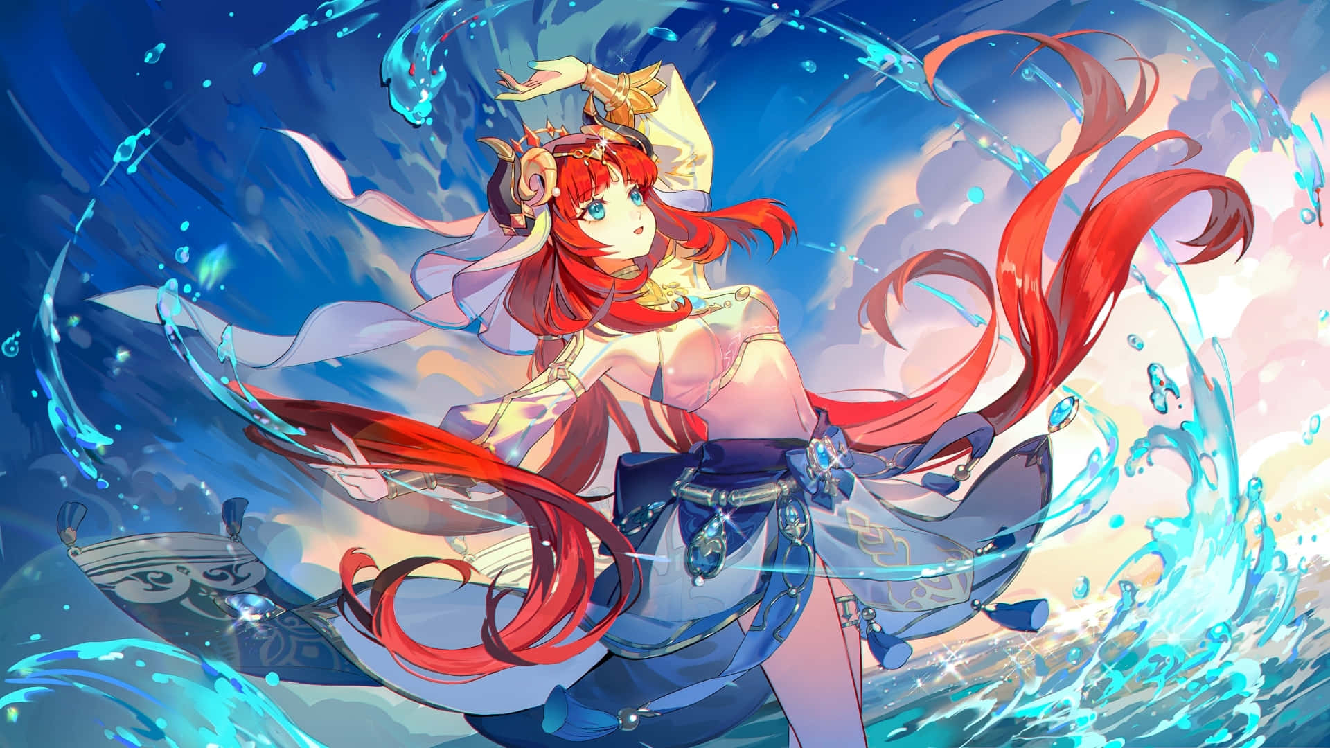 Vibrant_ Water_ Dance_ Anime_ Artwork Wallpaper