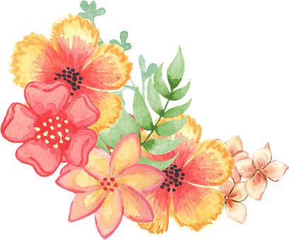 Vibrant Watercolor Floral Arrangement PNG